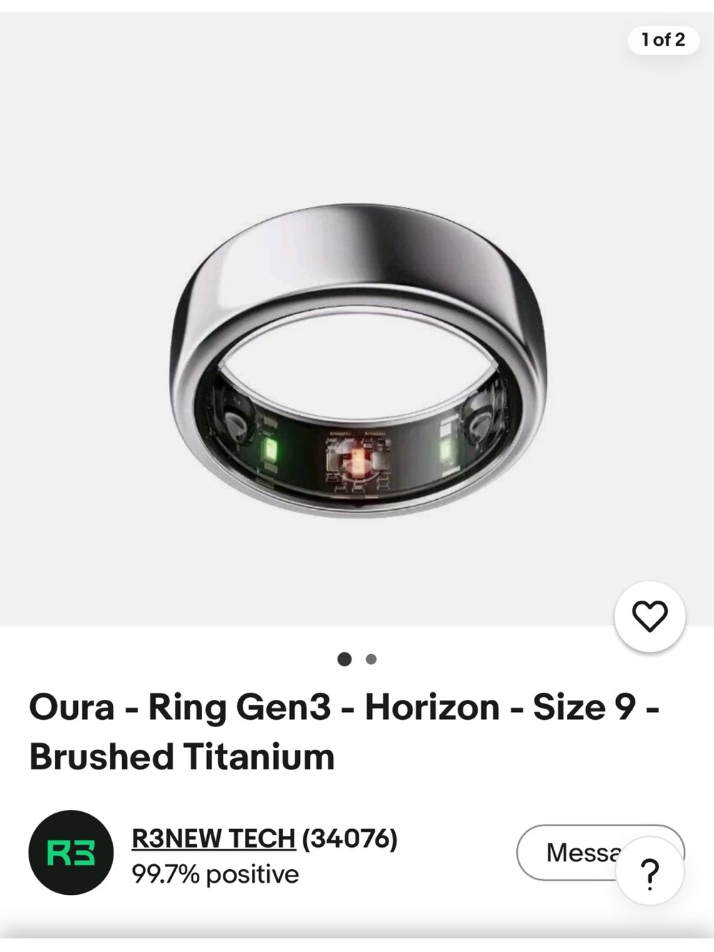 Oura Ring Gen3 Horizon - Brushed Titanium Silver